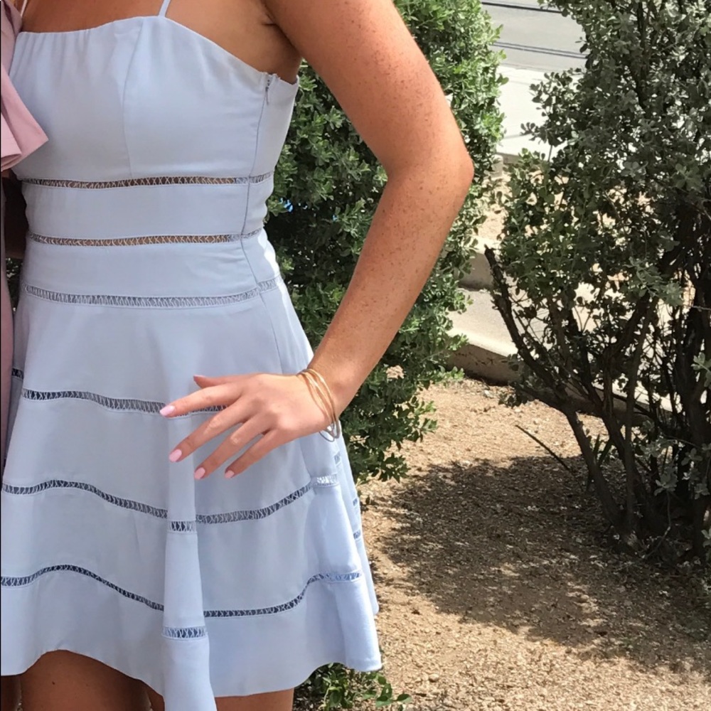 Light blue crochet striped dress